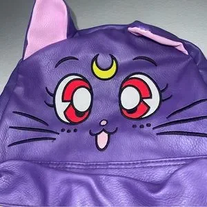 Sailor Moon Luna Cat purple backpack with pocket and cushion inside for … Great Eastern Entertainment | Bags | Sailor Moon Luna Cat  main image 2
